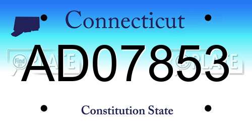 AD07853 Connecticut License Plate