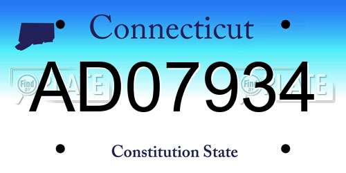 AD07934 Connecticut License Plate