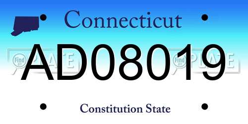 AD08019 Connecticut License Plate