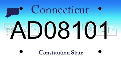 AD08101 Connecticut License Plate