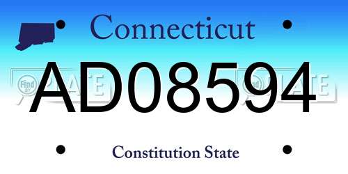 AD08594 Connecticut License Plate