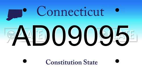AD09095 Connecticut License Plate
