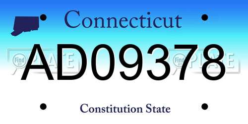AD09378 Connecticut License Plate
