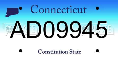 AD09945 Connecticut License Plate