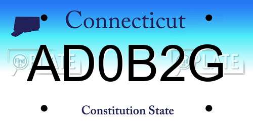 AD0B2G Connecticut License Plate