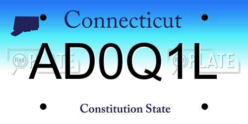 AD0Q1L Connecticut License Plate