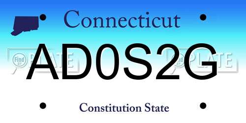 AD0S2G Connecticut License Plate