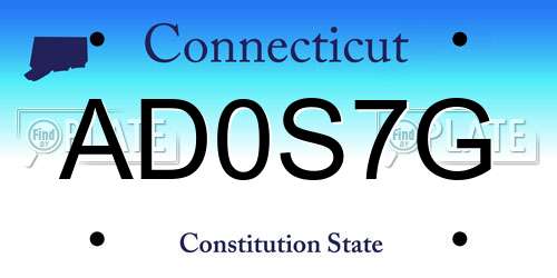AD0S7G Connecticut License Plate