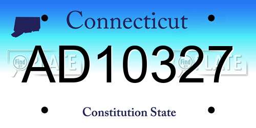 AD10327 Connecticut License Plate