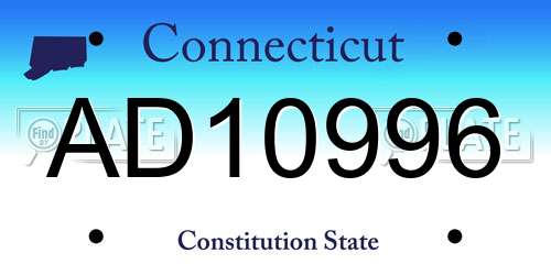 AD10996 Connecticut License Plate