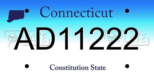 AD11222 Connecticut License Plate