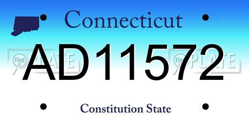 AD11572 Connecticut License Plate