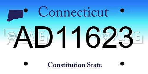 AD11623 Connecticut License Plate