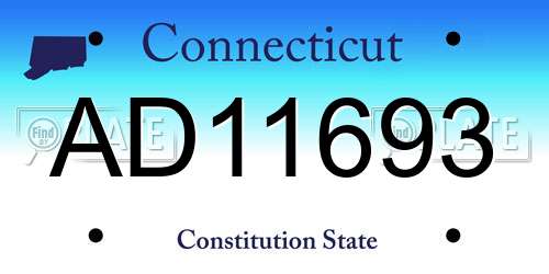 AD11693 Connecticut License Plate