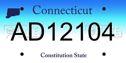 AD12104 Connecticut License Plate