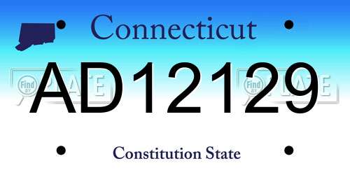 AD12129 Connecticut License Plate