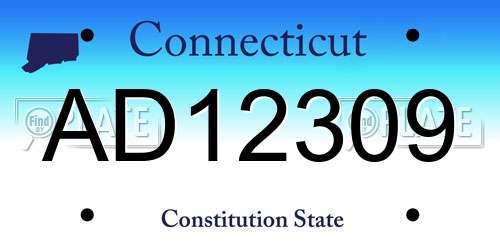 AD12309 Connecticut License Plate
