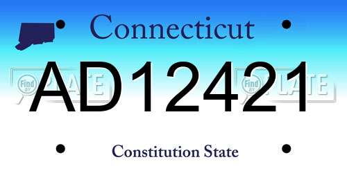 AD12421 Connecticut License Plate