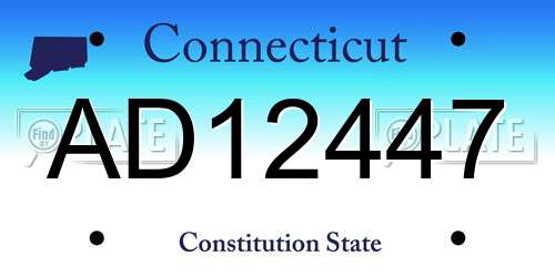 AD12447 Connecticut License Plate