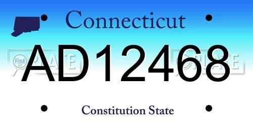 AD12468 Connecticut License Plate