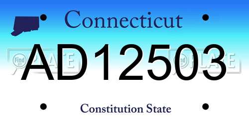 AD12503 Connecticut License Plate