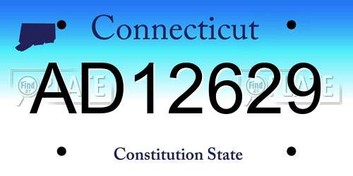 AD12629 Connecticut License Plate