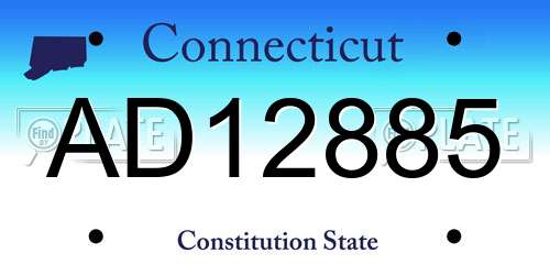 AD12885 Connecticut License Plate
