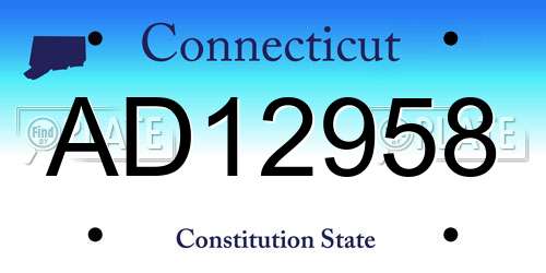 AD12958 Connecticut License Plate