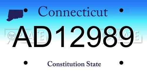 AD12989 Connecticut License Plate