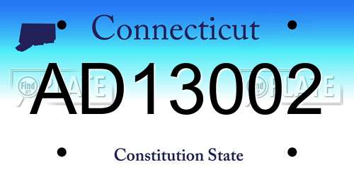 AD13002 Connecticut License Plate