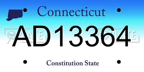 AD13364 Connecticut License Plate