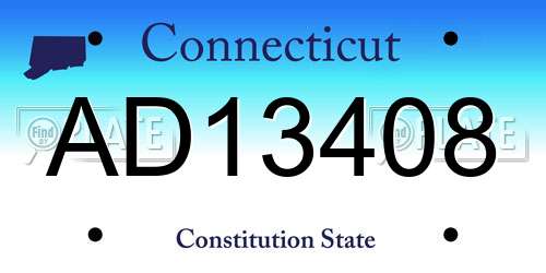 AD13408 Connecticut License Plate