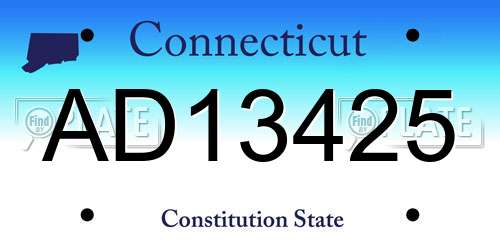 AD13425 Connecticut License Plate