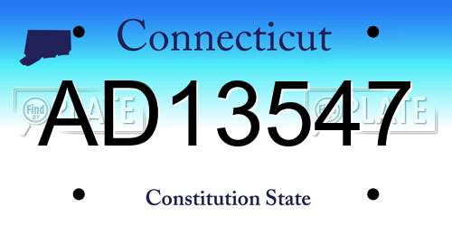 AD13547 Connecticut License Plate