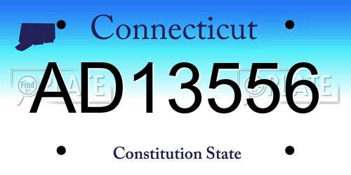 AD13556 Connecticut License Plate
