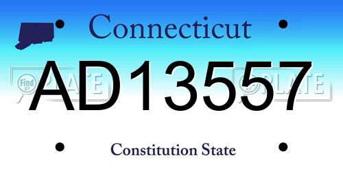 AD13557 Connecticut License Plate