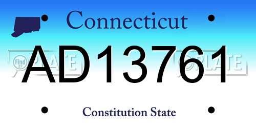 AD13761 Connecticut License Plate