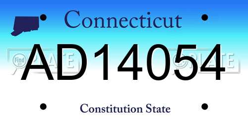 AD14054 Connecticut License Plate
