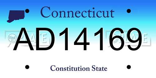 AD14169 Connecticut License Plate