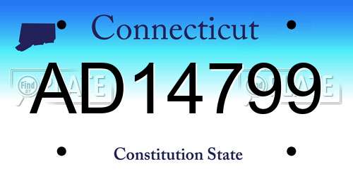 AD14799 Connecticut License Plate