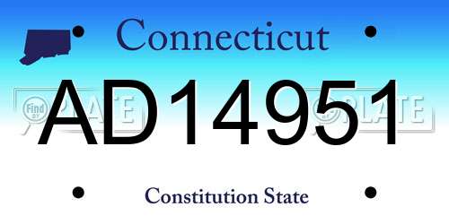 AD14951 Connecticut License Plate