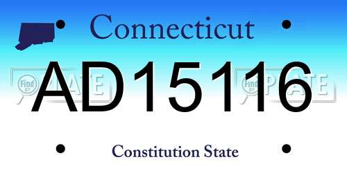 AD15116 Connecticut License Plate