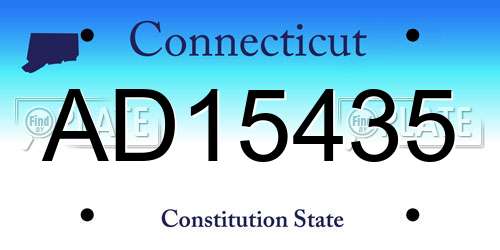 AD15435 Connecticut License Plate