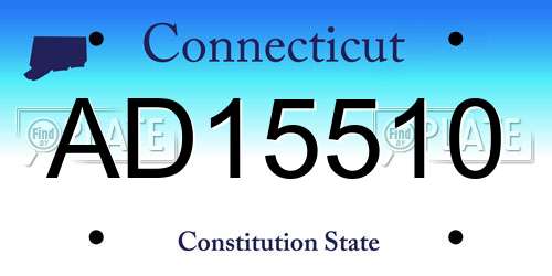 AD15510 Connecticut License Plate