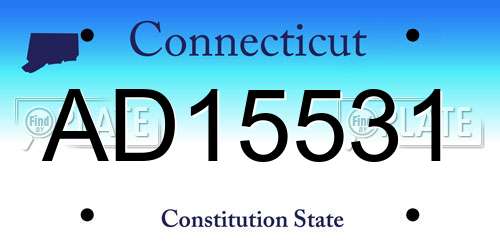 AD15531 Connecticut License Plate