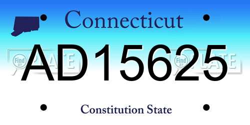 AD15625 Connecticut License Plate