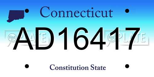 AD16417 Connecticut License Plate