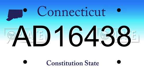 AD16438 Connecticut License Plate