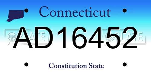 AD16452 Connecticut License Plate