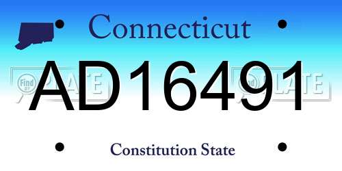 AD16491 Connecticut License Plate